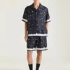 Bermuda Shorts in Silk with Flowers Print