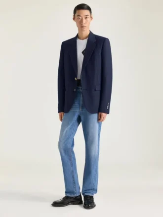 Single-Breasted Blazer in Wool and Mohair
