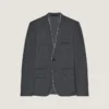 Single-Breasted Collarless Fitted Jacket in Flannel
