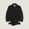 Single-Breasted Draped Jacket in Wool Grain De Poudre