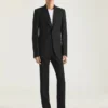 Single-Breasted Fitted Checked Jacket in Wool