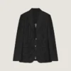 Single-Breasted Fitted Checked Jacket in Wool