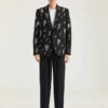 Single Breasted Jacket in Crystal Embroidered Wool
