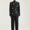Single Breasted Jacket in Crystal Embroidered Wool
