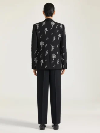 Single Breasted Jacket in Crystal Embroidered Wool