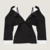 Single-Breasted Slashed Jacket in Wool Grain De Poudre