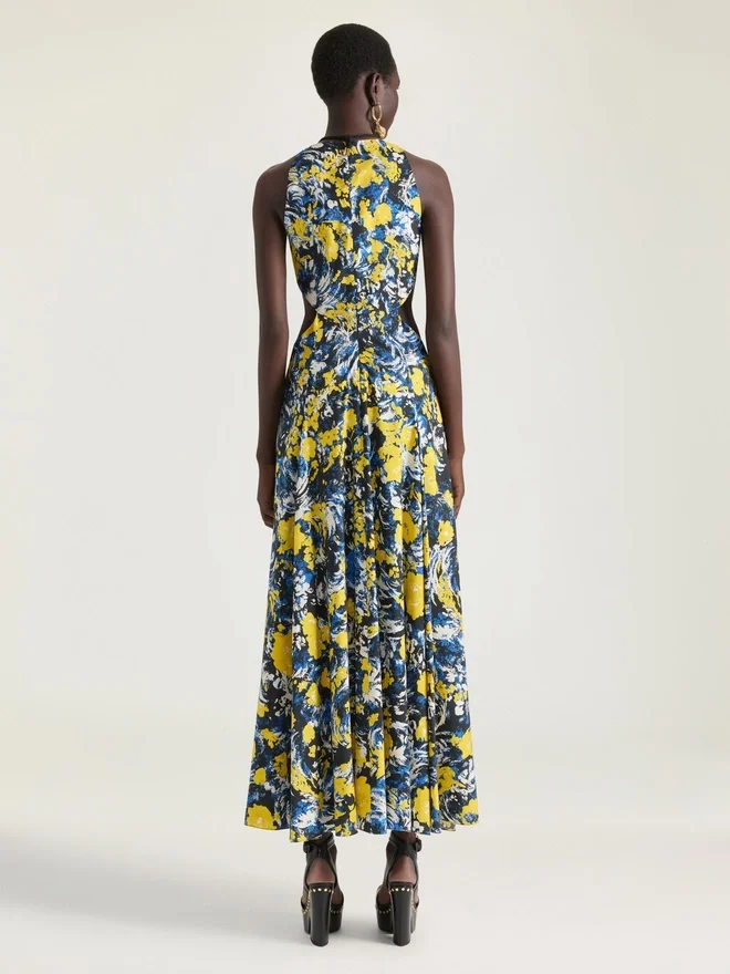 Slashed Dress with Floral Print Slashed Dress with Floral Print