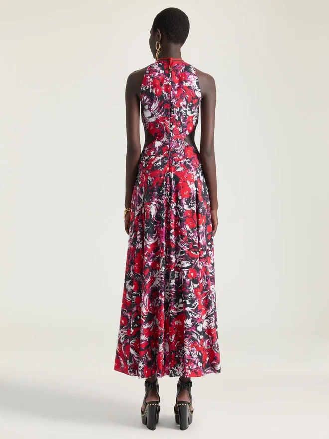 Slashed Dress with Floral Print Slashed Dress with Floral Print