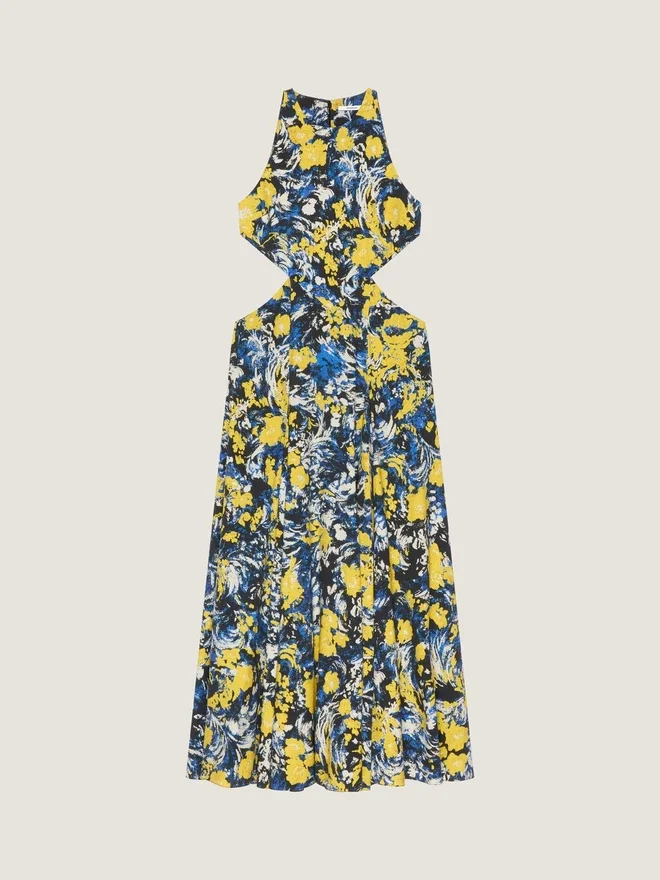 Slashed Dress with Floral Print Slashed Dress with Floral Print