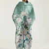 Slashed Long Coat in Roses Jacquard