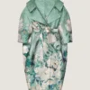 Slashed Long Coat in Roses Jacquard