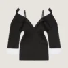 Slashed Mini Tailored Dress in Wool