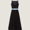 Sliced Evening Dress in Lace and Sequins