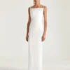 Sliced Long Dress in Crepe Cady
