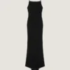 Sliced Long Dress in Crepe Cady