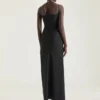 Sliced Long Wrapped Dress in Wool and Mohair