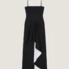 Sliced Long Wrapped Dress in Wool and Mohair