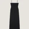 Sliced Long Wrapped Dress in Wool and Mohair