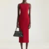 Sliced Midi Dress in Crepe Cady