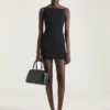 Sliced Mini Dress in Crepe Cady