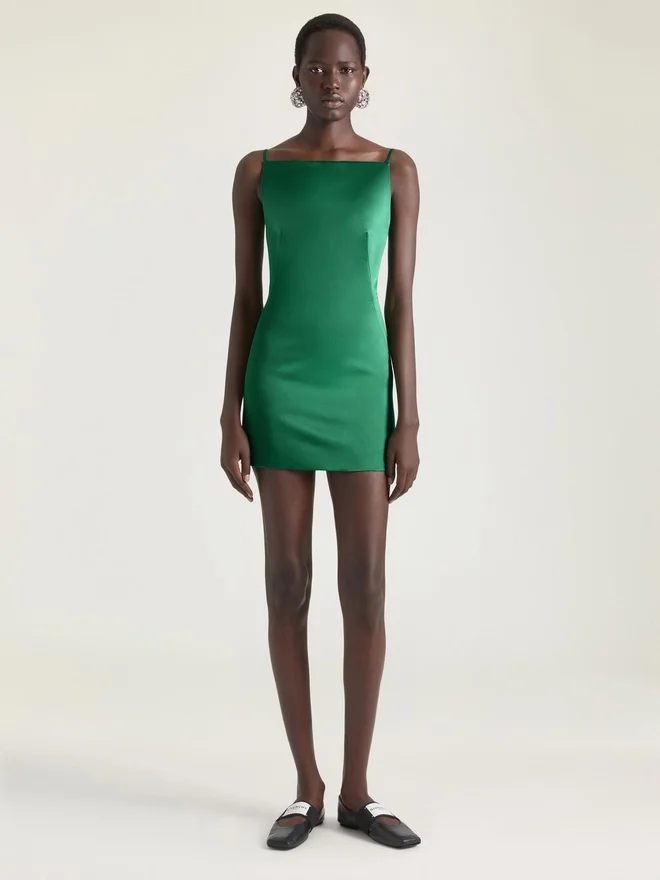 Sliced Mini Dress in Satin Sliced Mini Dress in Satin
