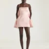 Sliced Mini Dress in Satin with Cape