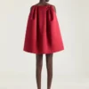 Sliced Mini Dress in Satin with Cape
