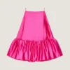 Sliced Mini Ruffled Dress in Satin