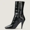 Sliced Square Ankle Boots in Shiny Leather