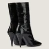 Sliced Square Ankle Boots in Shiny Leather