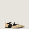 Sliced Square Ballerinas in Mirror Effect Leather
