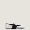 Sliced Square Ballerinas in Mirror Effect Leather