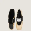 Sliced Square Ballerinas in Mirror Effect Leather