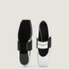Sliced Square Ballerinas in Mirror Effect Leather