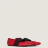 Sliced Square Ballerinas in Textured-Effect Leather