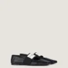 Sliced Square Ballerinas in Textured-Effect Leather