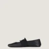 Sliced Square Ballerinas in Textured-Effect Leather