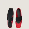 Sliced Square Ballerinas in Textured-Effect Leather