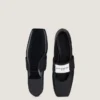 Sliced Square Ballerinas in Textured-Effect Leather