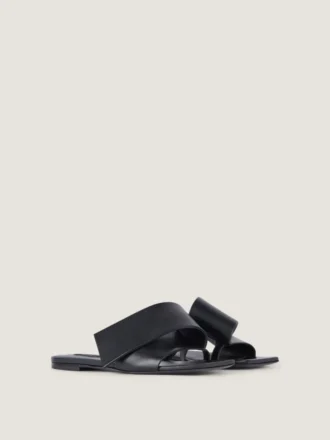 Sliced Square Flat Sandals in Leather