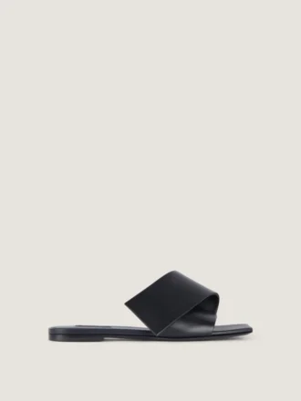 Sliced Square Flat Sandals in Leather
