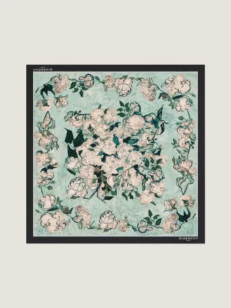 Small Square in Silk with Roses Print
