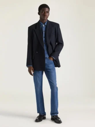 Deconstructed Peaked Lapel Jacket in Wool