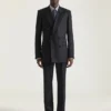 Double Breasted Fitted Jacket in Striped Wool