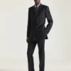 Double Breasted Fitted Jacket in Striped Wool