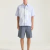 Striped Shirt in Cotton with Surrealism Print
