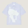 Striped Shirt in Cotton with Surrealism Print