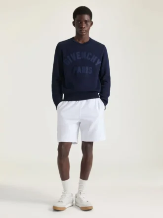 Sweater in Cotton Knit with Givenchy Paris Embroidery