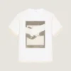 T-Shirt in Cotton and Organza with Surrealism Print
