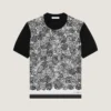 T-Shirt in Cotton Knit with Flowers Print